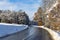 Road in the countryside after heavy snowfall in central Europe