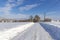 Road in the countryside after heavy snowfall in central Europe