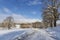 Road in the countryside after heavy snowfall in central Europe