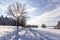 Road in the countryside after heavy snowfall in central Europe