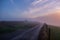 Road covered in fog