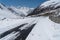 Road covered by fresh snow, road to khunjerab pass border between Pakistan and China in winter season