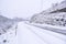 Road covered by snow in winter.