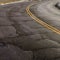 Road with cracks in Salt Lake City in winter