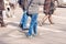 Road crossing with women, pedestrian feet