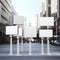 Road crosswalks with prominent signs