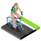 Road Cycling Cyclist Working Out.3D Flat Isometric Cyclist on Bicycle.