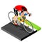 Road Cycling Cyclist Working Out.3D Flat Isometric Cyclist on Bicycle.