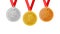 Road cycling race champion complete shinny medals set gold siver and bronze in flat style