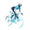 Road cyclist abstract blue vector silhouette