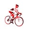 Road cyclist, abstract red vector silhouette