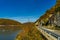 Road in Danube gorge in Djerdap on the Serbian-Romanian border