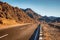 Road in the desert in Egypt. Freeway, highway through the desert