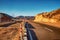 Road in the desert in Egypt. Freeway, highway through the desert