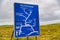 Road directions board along Route 1, Iceland. Ring road in summer season. Holiday and travel concept