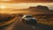 On the Road at Dusk. A Vehicle\\\'s Quiet Contemplation Amidst Nature\\\'s Glory. Generative AI