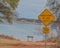 Road ends in lake 200 FT, sign. At Lake Whitney State Park in Texas