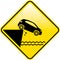 Road ends Sign Cliff fall in the water Danger Road sign vector