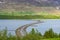 Road through Eyjafjordur fjord in Akureyri in Iceland