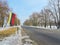 Road and flags, Lithuania