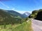 Road in the french alps on a sunny day