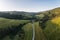 Road going through forests and villages of the Liptov region in Slovakia