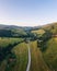 Road going through forests and villages of the Liptov region in Slovakia