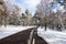 Road going up the mount  ventoux in a winter landscape with fresh snow