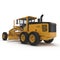 Road grader - heavy earth moving road construction equipment on white. Rear view. 3D illustration