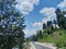 Road in the greeny mountains and cloudy sky