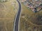 Road through hills aerial photography