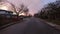 Road and Homes in Suburban Neighborhood, Sunset. Fall Season. Burnaby, British Columbia, Canada