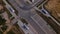 Road intersection with underground passages. City road construction. Aerial photography