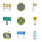 Road junctions and signs and other web icon in cartoon style.Guides and signs of traffic icons in set collection.