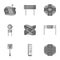 Road junctions and signs and other web icon in monochrome style.Guides and signs of traffic icons in set collection.