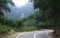 Road through a jungle to Rawana Ella falls