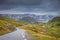 Road landscape in norwegian mountains