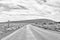 Road landscape in the Tankwa Karoo. Monochrome
