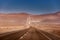 Road leading into the Atacama desert in Chile