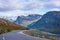 Road leading down from Geiranger mountain in Norrway