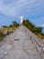 The road leads to the statue of Christ on the top of the mountain in Maratea, Basilicata, Italy