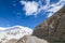 On the road in Leh Ladakh landscape.Khardung La pass.Road on snow mountain in northern India.