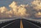 Road lines, clouds and sky in florida