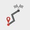 Road and location icon. Path with mapping pin, navigation. Finish flag. Vector.