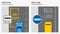 Road markings meaning infographic. Bus stop and bus lane markings. Traffic sign rule.