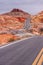 Road meanders up at Valley of Fire, Nevada, USA