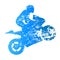 Road motorbike rider. Wheelie