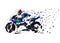 Road motorcycle racing, low polygonal vector illustration. Side view motorbike