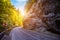 Road in mountains Romania- Carpathian Mountains. Bicaz Canyon Cheile Bicazului . Beauty in the world.