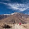 Road from Muktinath to Jomsom on Annapurna Circuit trek, Nepal